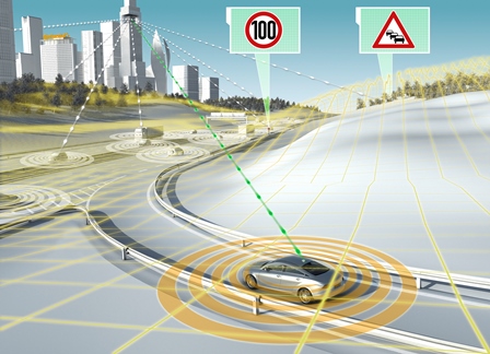 Continued development of networked vehicles: Thanks to real time data the vehicle with dynamic eHorizon learns to look around the corner.